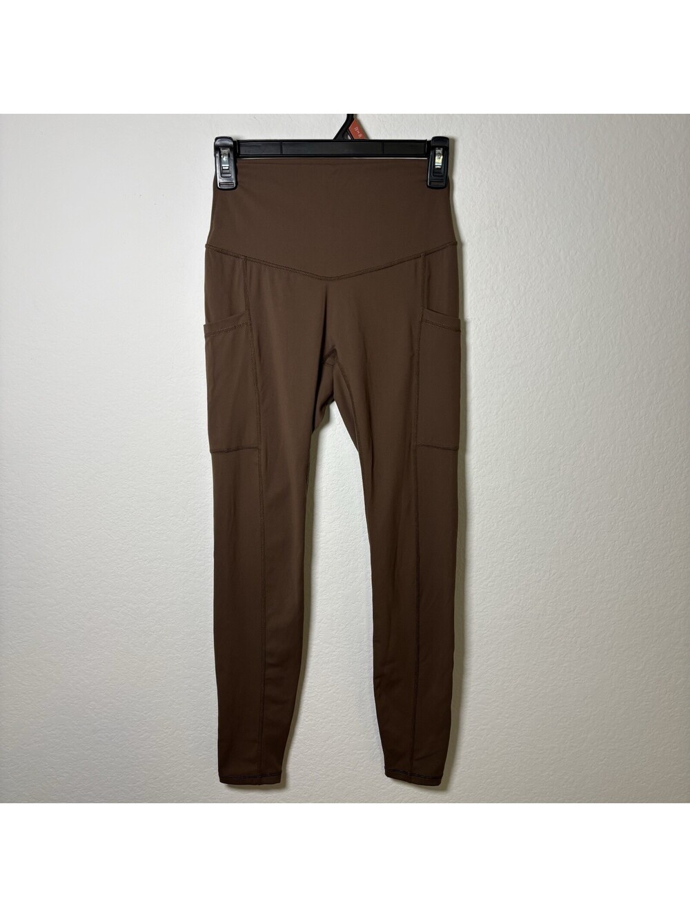 Popflex Supersculpt Leggings With Pockets Chocolate Brown Size S 27” Inseam Gym